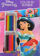 Malbuch Malen nach Zahlen Disney Princess + 12 Stifte f&uuml;r Kinder Color By Number