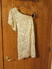 Jr. Size Small Ivory Dress Gold Silver Sequins- SEE DESCRIPTION