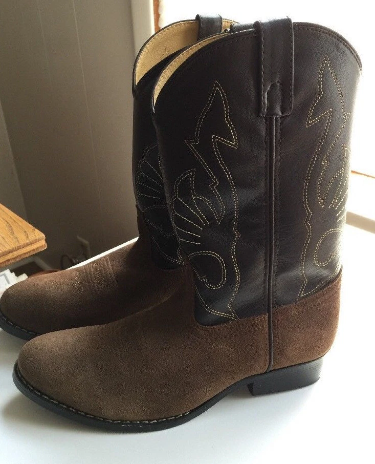 Masterson Boot Co Brown Cowboy Boots Boys Youth Size 6 D Leather Suede RB2003