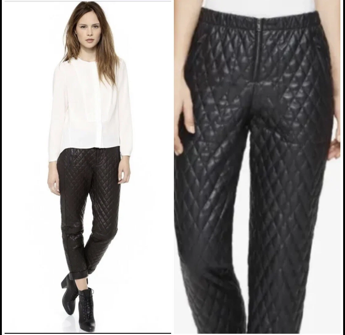 NWT BCBG MAXAZRIA Lucien Quilted Faux Leather Pants SZ M $268.00