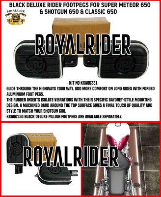 SCHWARZE DELUXE RIDER FUSSRASTEN FÜR RE SUPER METEOR 650 & SHOTGUN 650 / CLAS...