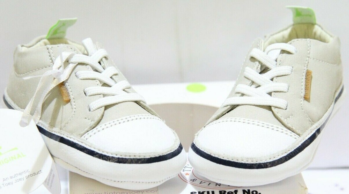 BABY TIP TOEY JOEY 'FUNKY' GIRLS LEATHER TAN/WHITE SHOES 3-6 MTHS