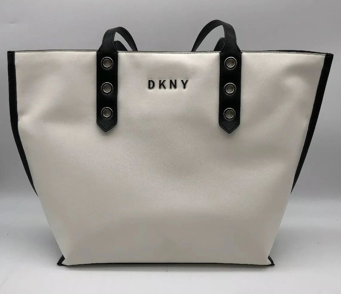 DKNY Duane South Leather Tote - White/Black/Silver R94ARF51 | eBay