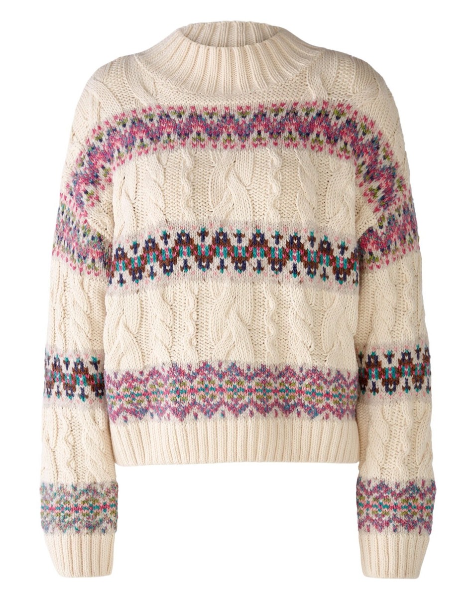 Norwegermuster Pullover Damen Modern OUI Strickpullover Mit