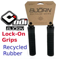 ODI Bjorn 2.1 Black Recycled Rubber Lock On Grips Mountain MTB Bike 130mm