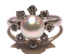 14k white gold .80ct SI1 H diamond round pearl ring 5.1g estate size 7.5 — photo 1
