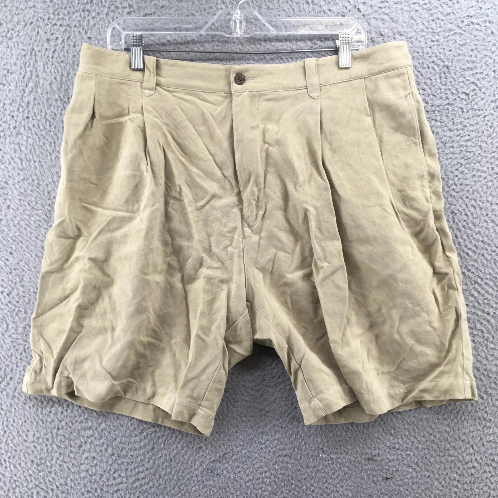 Tommy Bahama Chino Shorts Mens 38 Beige High Rise Zip Fly Button Pockets Casual