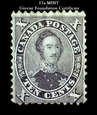 *GREENE FOUNDATION CERT* CANADA SC#17a VIOLET *MINT* PRINCE ALBERT (1859-64)