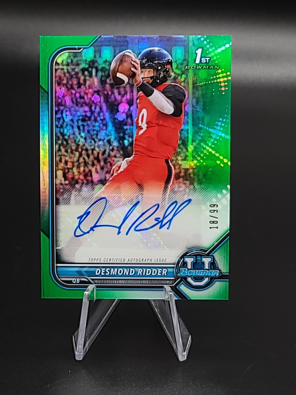2021-22 Bowman University Desmond Ridder RC AUTO GREEN REFRACTOR #18/99
