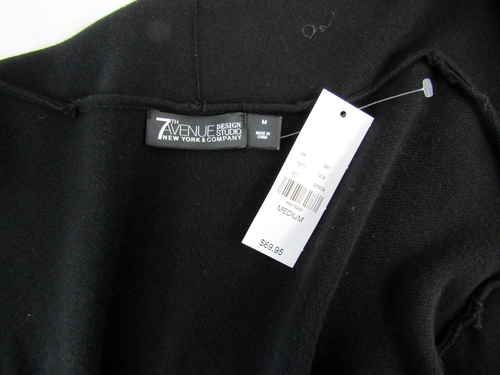 New NY & Co Women's Black Open Cardigan with Belt Buckle Cuffs Women's Size M - Picture 6 of 6
