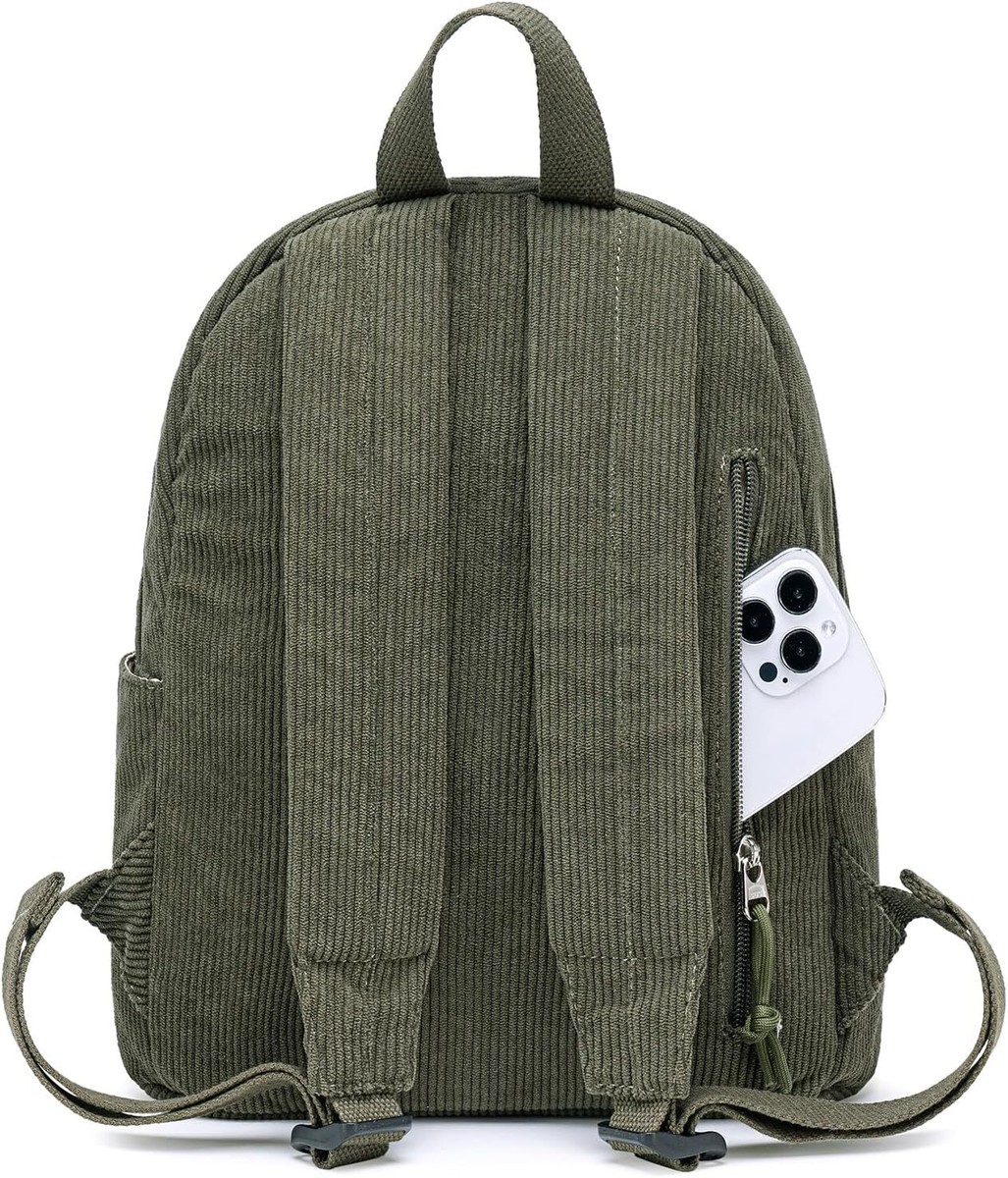 creazrise women fashion school bags mini thicken corduroy backpacks gray Mini Backpack Women Girls Water-resistant Small Corduroy-olive Green