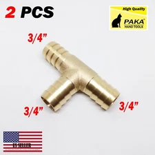 2 PCS - 3/4 HOSE BARB TEE Brass Pipe 3 WAY T Fitting Thread Gas Fuel Water Air