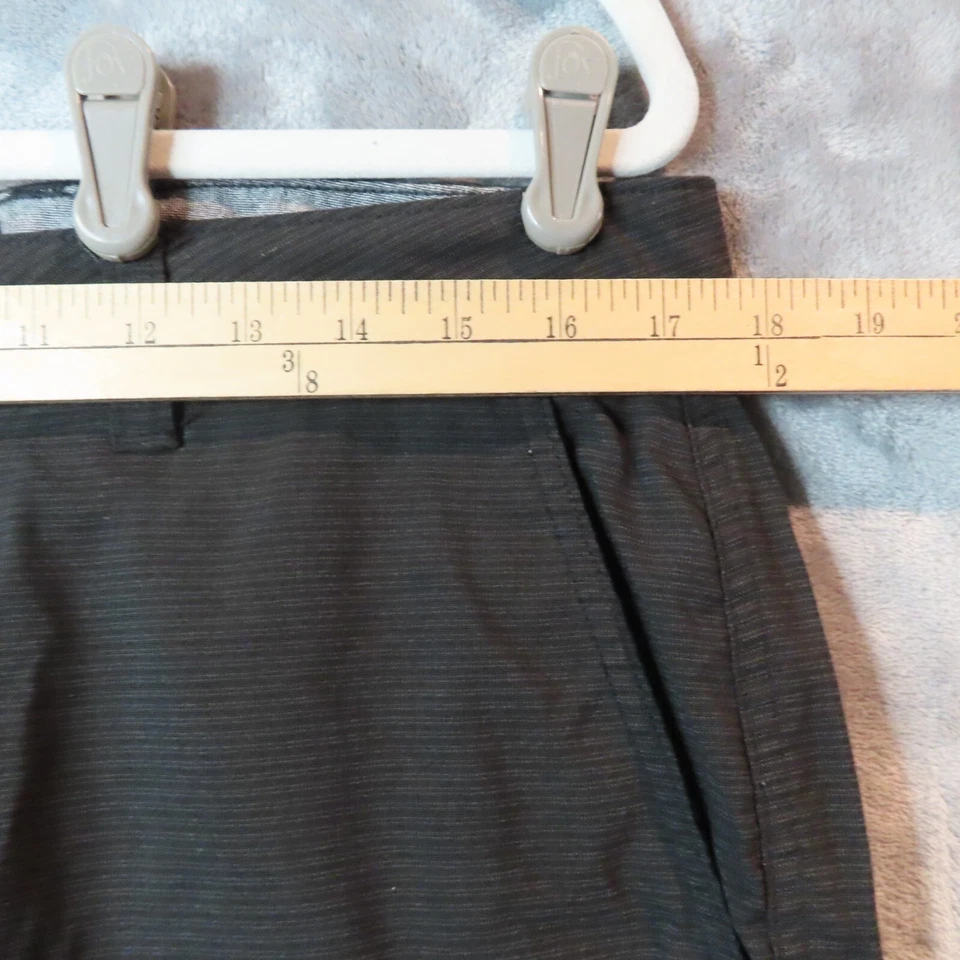 Pantalones Cortos HANG TEN Para Hombre 34 Negro Gris Rayas Playa Surf 10" Entrepierna Cintura 35.5" Foto 4 de 4