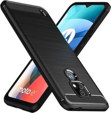 TesRank Soft TPU Case Cover for Motorola Moto E7 - Shock Protection - Black