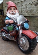 Garden Gnome Motorbike Dad Biker 21cm Novelty Gift Present W6A FATHERS DAY
