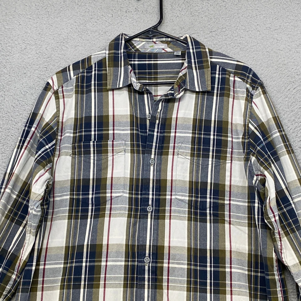 Horny Toad Shirt Mens Medium Plaid Button Down Organic Cotton Green Blue - Image 2 of 4