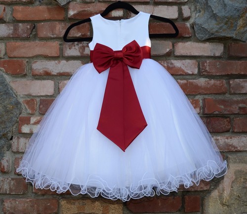 Satin White Tulle Flower Girl Dress Wedding Pageant Communion Reception Baptism - Picture 5 of 61