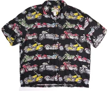 Vintage Paradise Found Hawaiian Shirt Men's XL Motorcycles Honolulu Harley