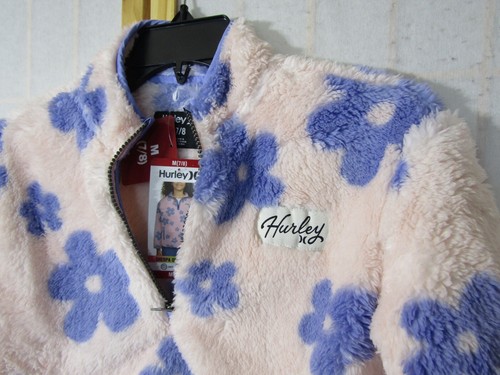 NWT Hurley Sherpa Quarter Zip Pink/Purple Daisy Jacket Children/Youth M 7-8 - Picture 2 of 6