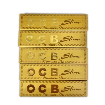 OBC Gold King Size Slim Rolling Paper 5 Hefte Bündel Set Aufladen Geschenk Versteck