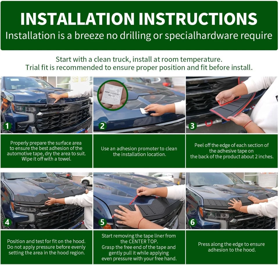 For 2010-2024 Toyota 4Runner Hood Protector Hood Shield Hood Deflector Foto 2 de 4