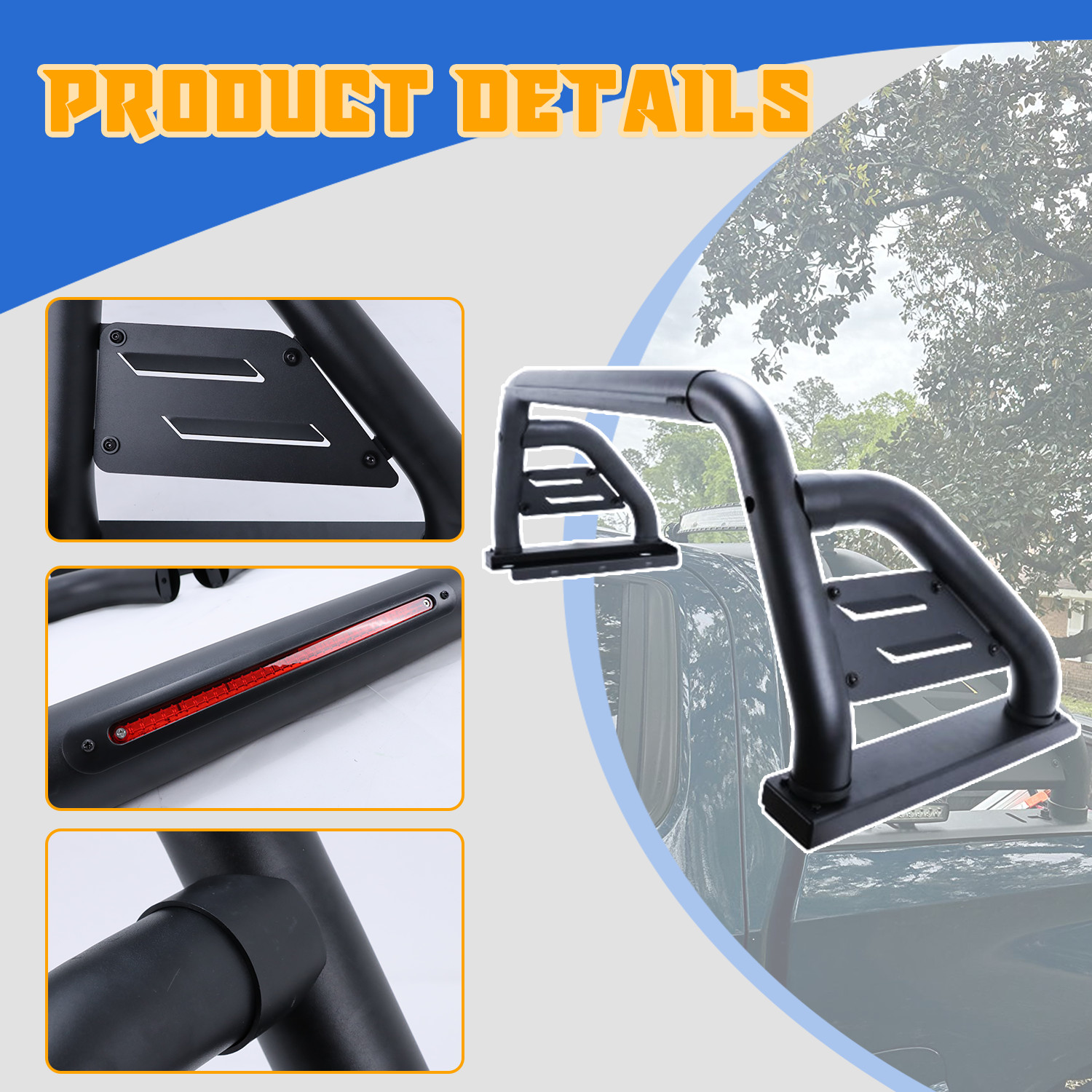 SUVAUTO Adjustable Sport Bar Chase Rack Roll Bar Fit for 2005-2025 Toyota Tacoma