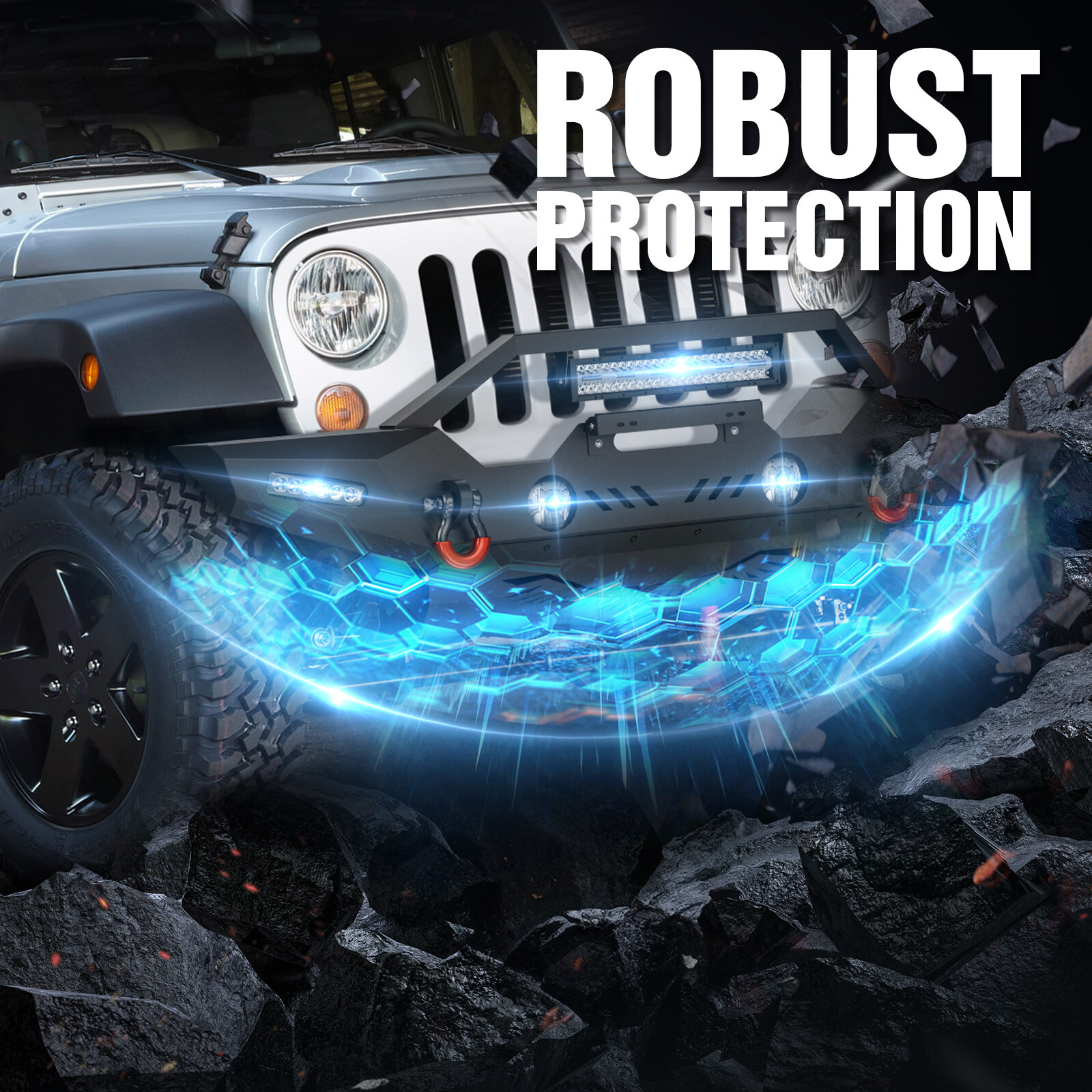 Front /Rear Bumper For 07-2018 Jeep Wrangler JK JKU Unlimited 2/4 Drs W/ D-rings