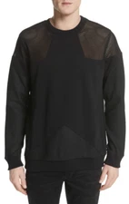Givenchy L28009 Men's Mesh Star Crewneck Black Sweatshirt Size Medium