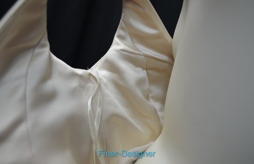 DEMETRIOS BEADED TRUMPET Wedding bridal dress champagne satin sleeveless 10 NEW - Picture 11 of 12