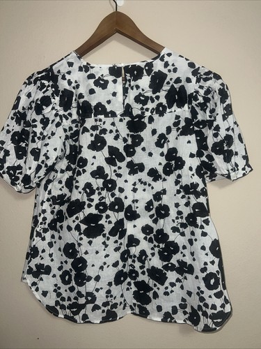 Worthington Blouse Size Large White With Black Flowers NWOT (261) - Picture 5 of 7