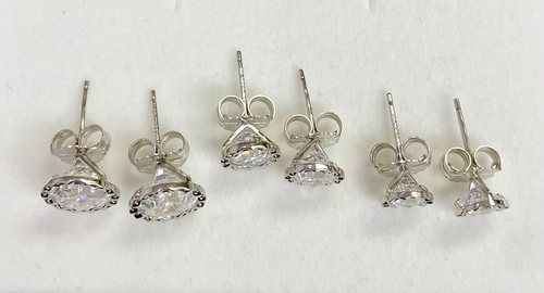 Radiance By Absolute Sterling Silver Set of 3 Martini Stud Earrings HSN - Picture 3 of 10