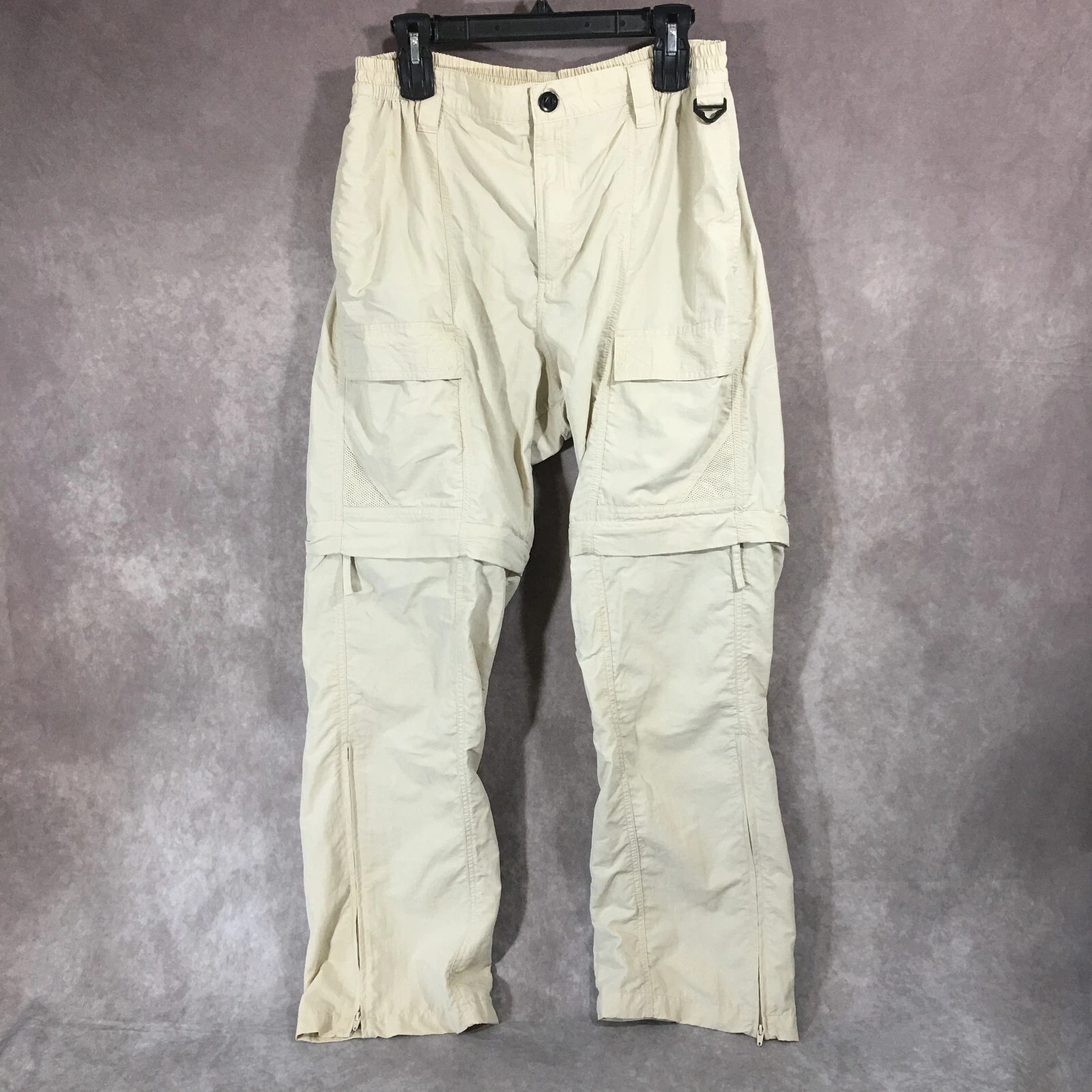 Reel Legends Cargo Fishing Pants Mens SxL 30 Convertible Shorts Beige Hiking