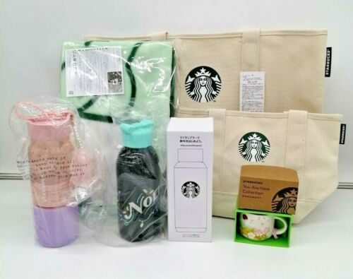 Starbucks Japan 2022 Lucky Bag Tote Bag MiniMug Tumbler bottle blanket 7 set - Picture 1 of 12