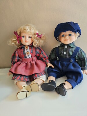 Sammlerpuppen Bruder Schwester Porzellan Puppe Mädchen Junge