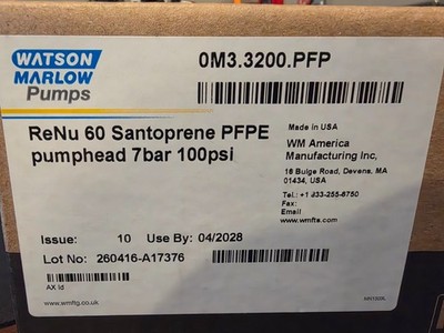 Watson Marlow OM3.3200.PFP QDOS 60 RENU 60 SANTOPRENE PFPE PUMP HEAD 7BAR 100PSI