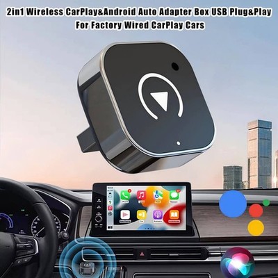 2in1 Cars Wireless CarPlay & Android Auto Adapter Box USB Plug & Play