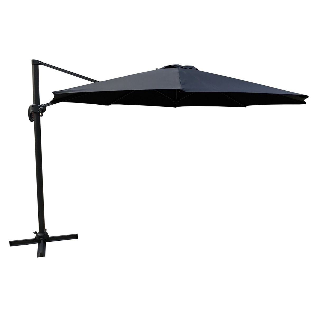 Parasol déporté Leeds 345cm noir idéal pour vos déjeuners d'été et vos moments de détente
