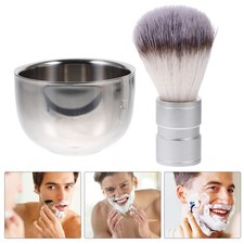 Nylon Hair Beard Brush With Stainless Steel Double Layer Shave Bowl
