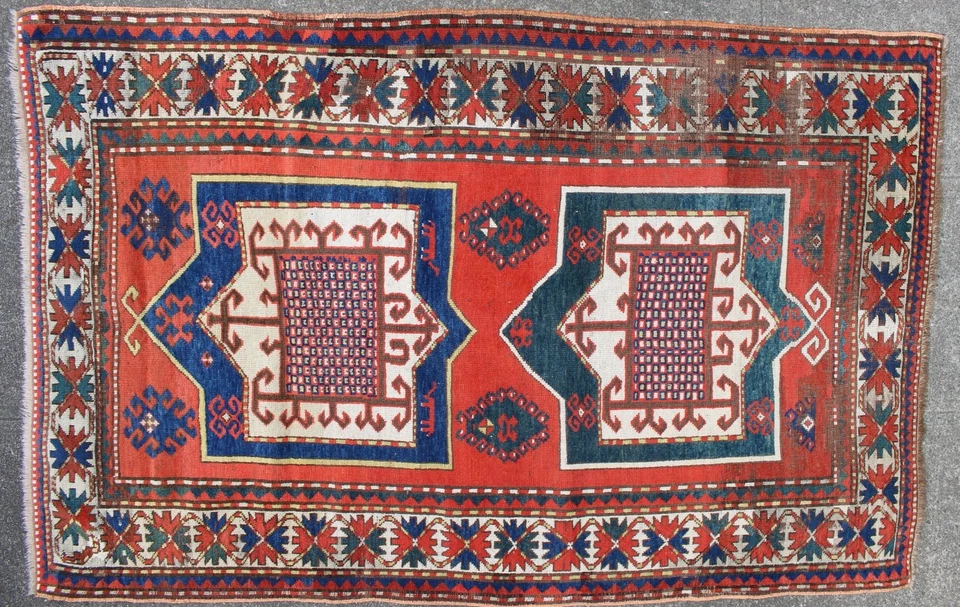 Antique 53"x 82" Caucasian Fachralo Kazak Carpet Featuring Animals c. 1890 - Image 3 of 4