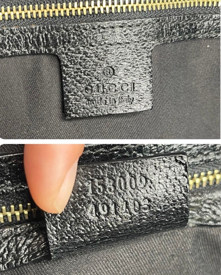 GUCCI GG Canvas Tote Bag Leather Black Authentic Designer Shoulder Purse thumbnail 15