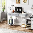 HOMCOM Small Writing Desk, Computer Desk with Fabric Drawers, White — photo 10
