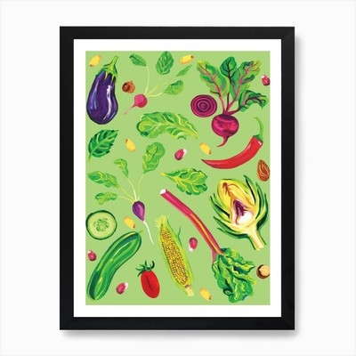 Frühling Gemüse grün Kunstdruck gerahmt Wandbild Poster Leinwanddruck Bild