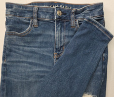 American Eagle AEO Womens Distressed Next Level Stretch Hi Rise Jegging, Size 00
