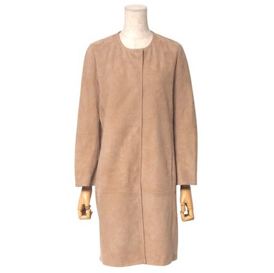 Max Mara Studio coat Size 36 No collar coat suede leather sheepskin Branded ...