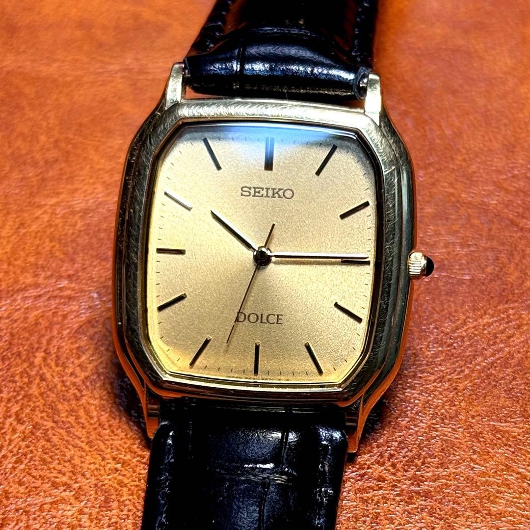 Seiko Dolce Rectangular 90s Gold Working Watch 28… - image 2