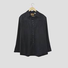 Scully Large Western Pearl Snap Shirt Embroidered Black Long Sleeve Mens READ