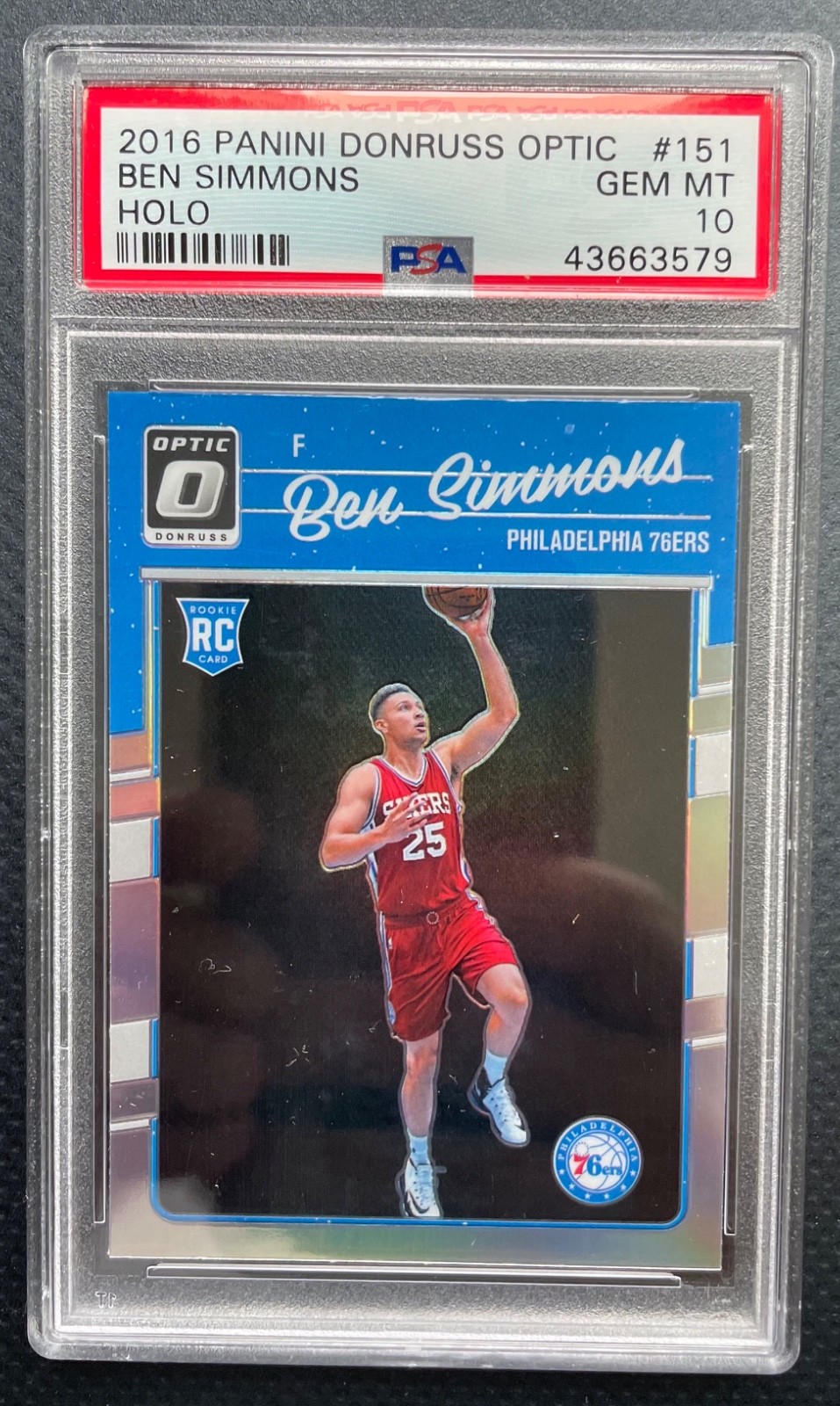 Ben Simmons PSA 10 GEM MINT 2016-17 Panini Optic Holo Silver Prizm RC #151
