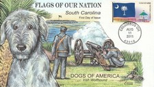 USA 2011 FDC Collins_Flags Nation_Dogs of America_South Carolina_Irish Wolfhound