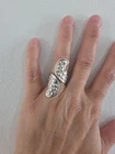 Vintage 925-Sterling-Silver Handcrafted Big Bypass Ring Size 8