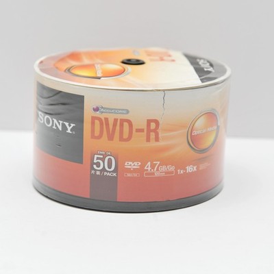 Sony DVD-R 4.7GB 120 Min 16X DVD-R Blank Media Disc 50 Pack
